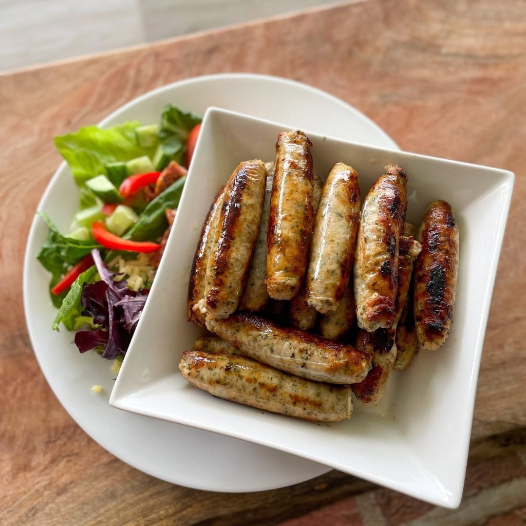 Home greenag organic chicken sausages cooked